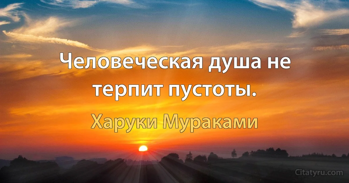 Человеческая душа не терпит пустоты. (Харуки Мураками)