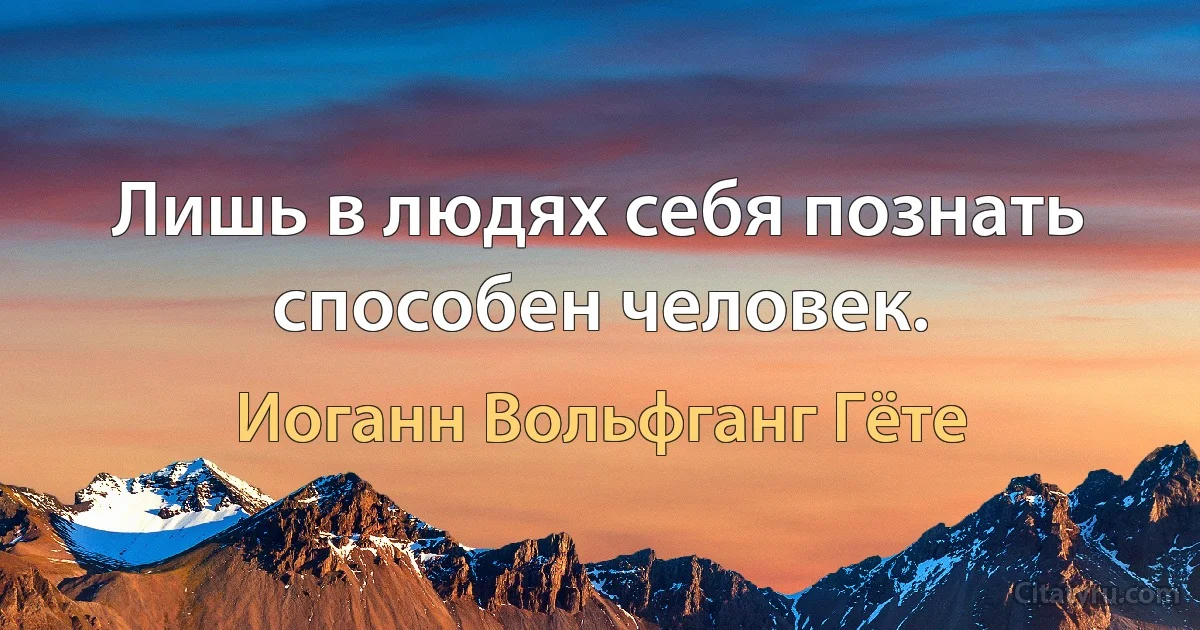 Лишь в людях себя познать способен человек. (Иоганн Вольфганг Гёте)