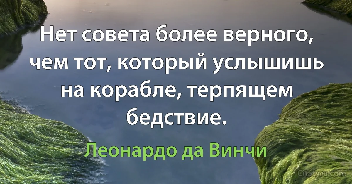 Нет совета более верного, чем тот, который услышишь на корабле, терпящем бедствие. (Леонардо да Винчи)