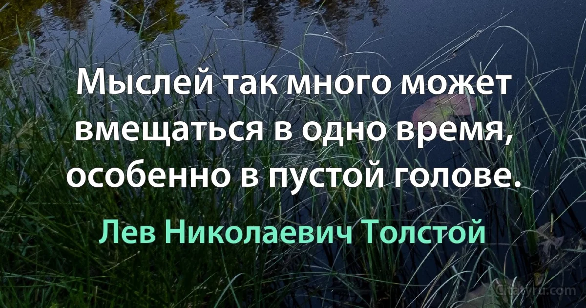 Мыслей так много может вмещаться в одно время, особенно в пустой голове. (Лев Николаевич Толстой)