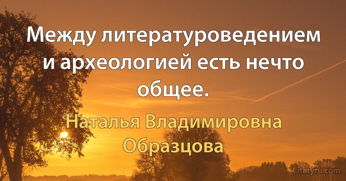 Между литературоведением и археологией есть нечто общее. (Наталья Владимировна Образцова)