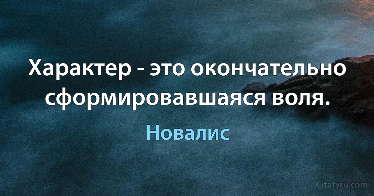 Характер - это окончательно сформировавшаяся воля. (Новалис)