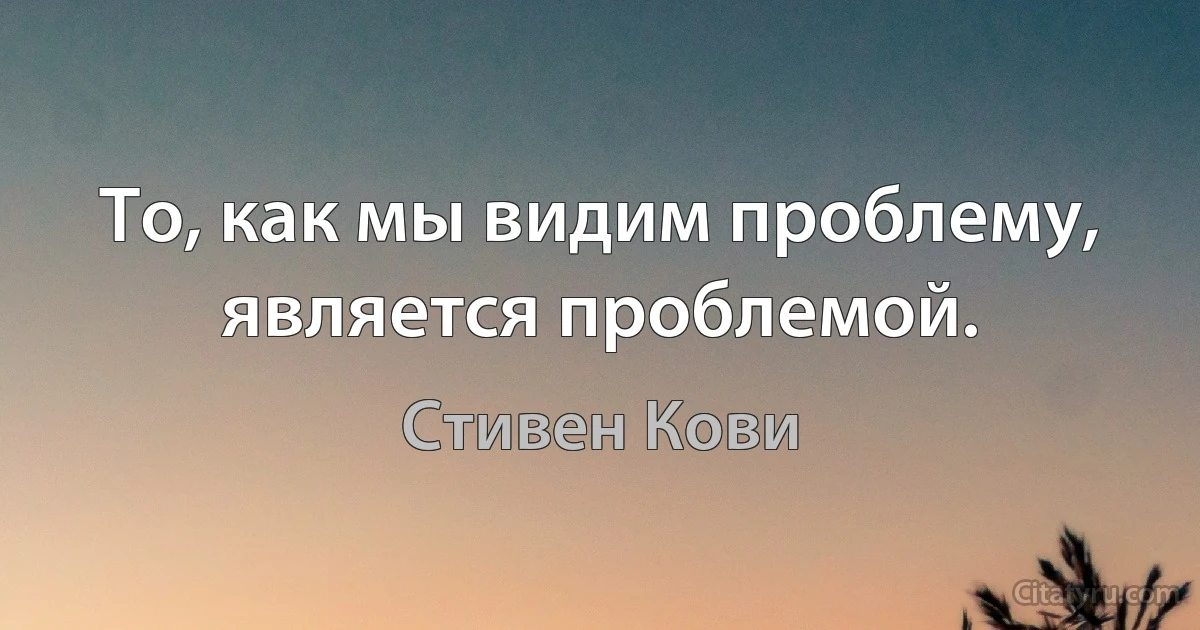 То, как мы видим проблему, является проблемой. (Стивен Кови)