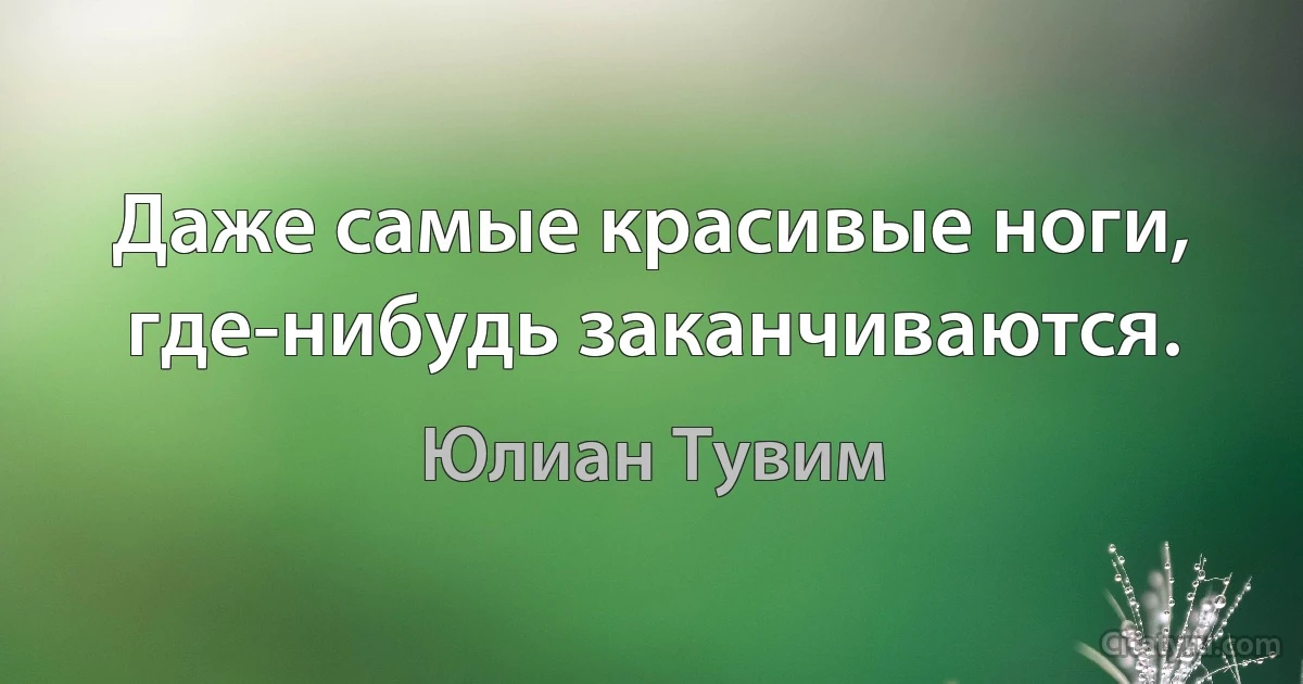 Даже самые красивые ноги, где-нибудь заканчиваются. (Юлиан Тувим)