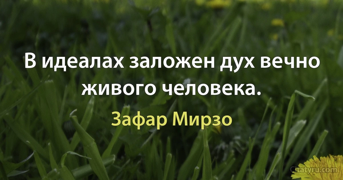 В идеалах заложен дух вечно живого человека. (Зафар Мирзо)