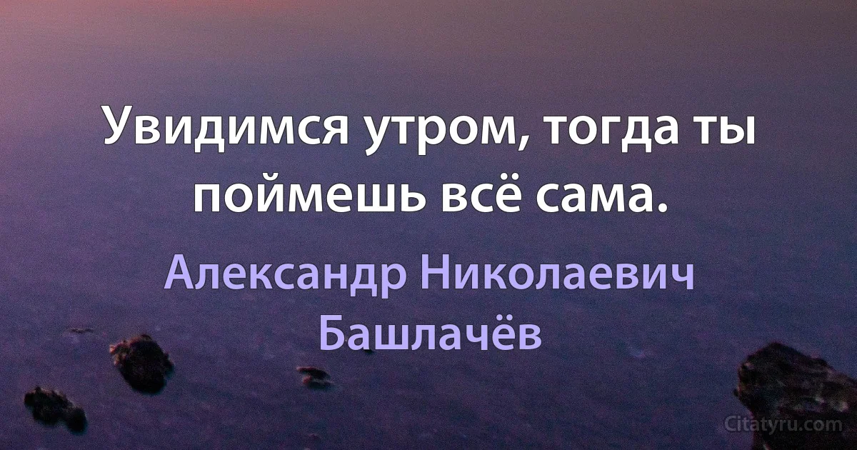 Увидимся утром, тогда ты поймешь всё сама. (Александр Николаевич Башлачёв)