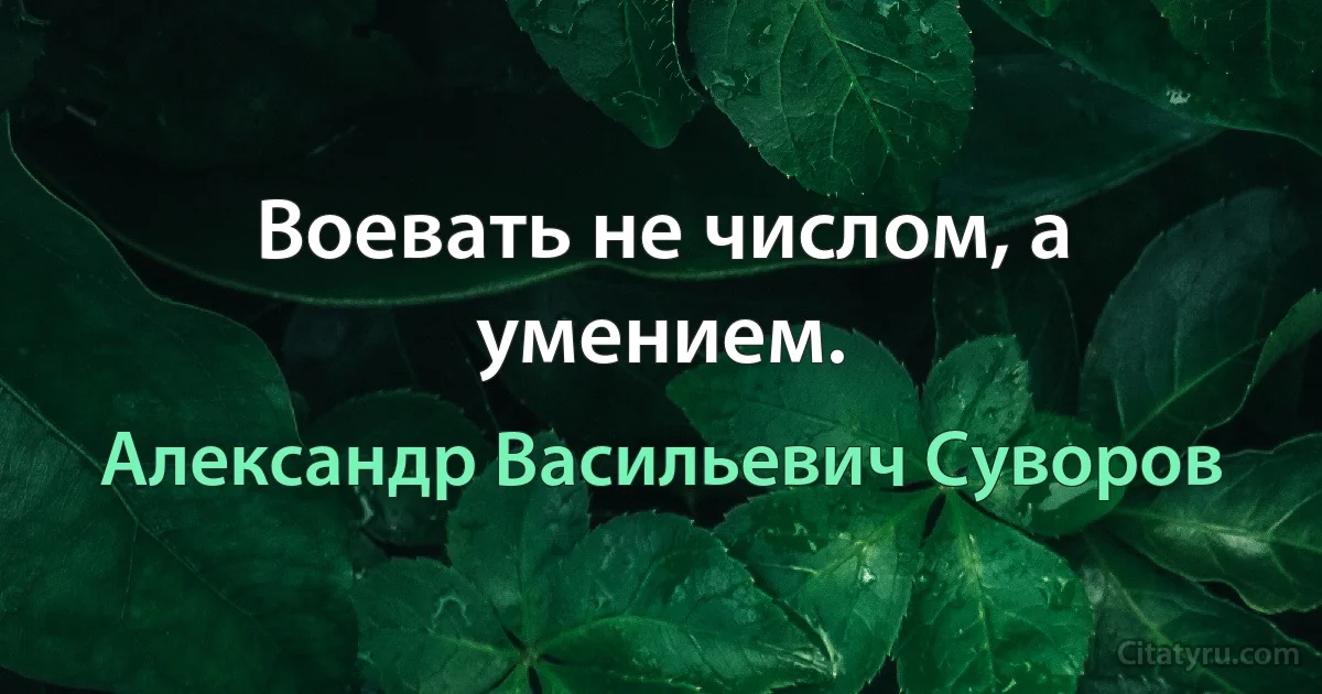 Воевать не числом, а умением. (Александр Васильевич Суворов)