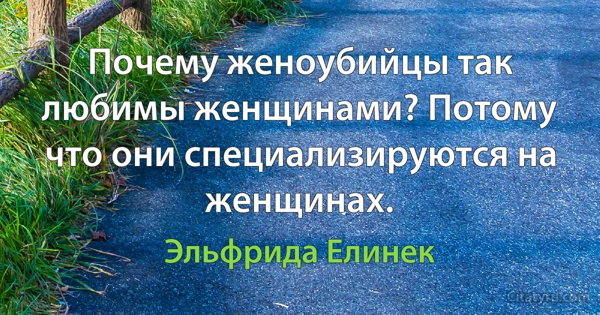 Почему женоубийцы так любимы женщинами? Потому что они специализируются на женщинах. (Эльфрида Елинек)