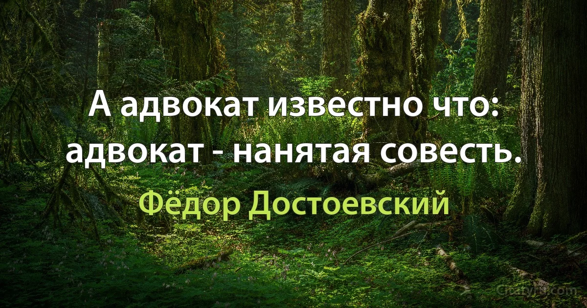 А адвокат известно что: адвокат - нанятая совесть. (Фёдор Достоевский)