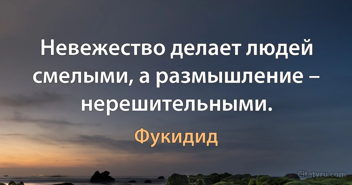 Невежество делает людей смелыми, а размышление – нерешительными. (Фукидид)