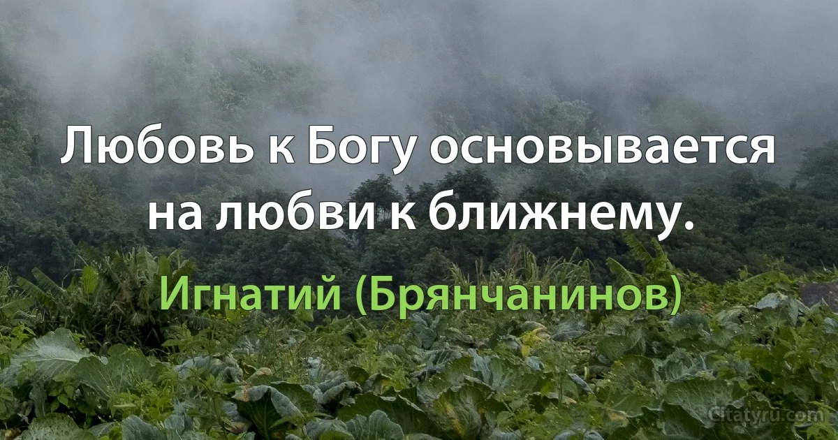 Любовь к Богу основывается на любви к ближнему. (Игнатий (Брянчанинов))