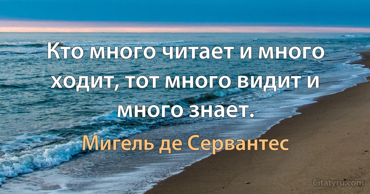 Кто много читает и много ходит, тот много видит и много знает. (Мигель де Сервантес)