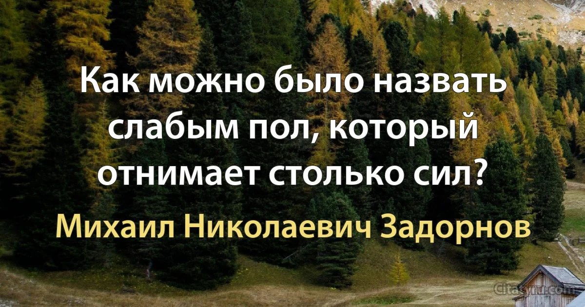 Как можно было назвать слабым пол, который отнимает столько сил? (Михаил Николаевич Задорнов)