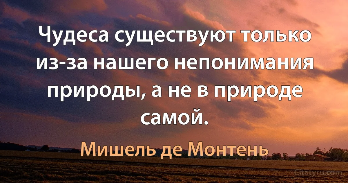 Чудеса существуют только из-за нашего непонимания природы, а не в природе самой. (Мишель де Монтень)