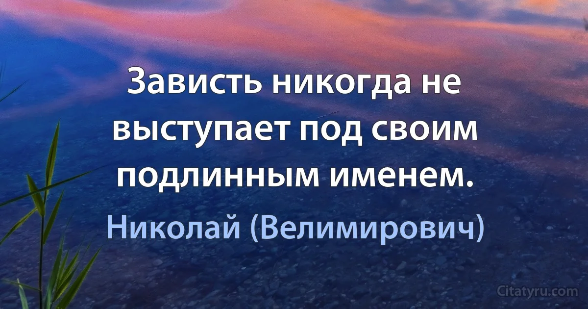 Зависть никогда не выступает под своим подлинным именем. (Николай (Велимирович))