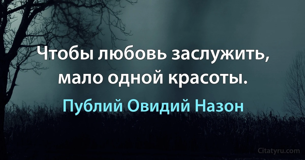 Чтобы любовь заслужить, мало одной красоты. (Публий Овидий Назон)