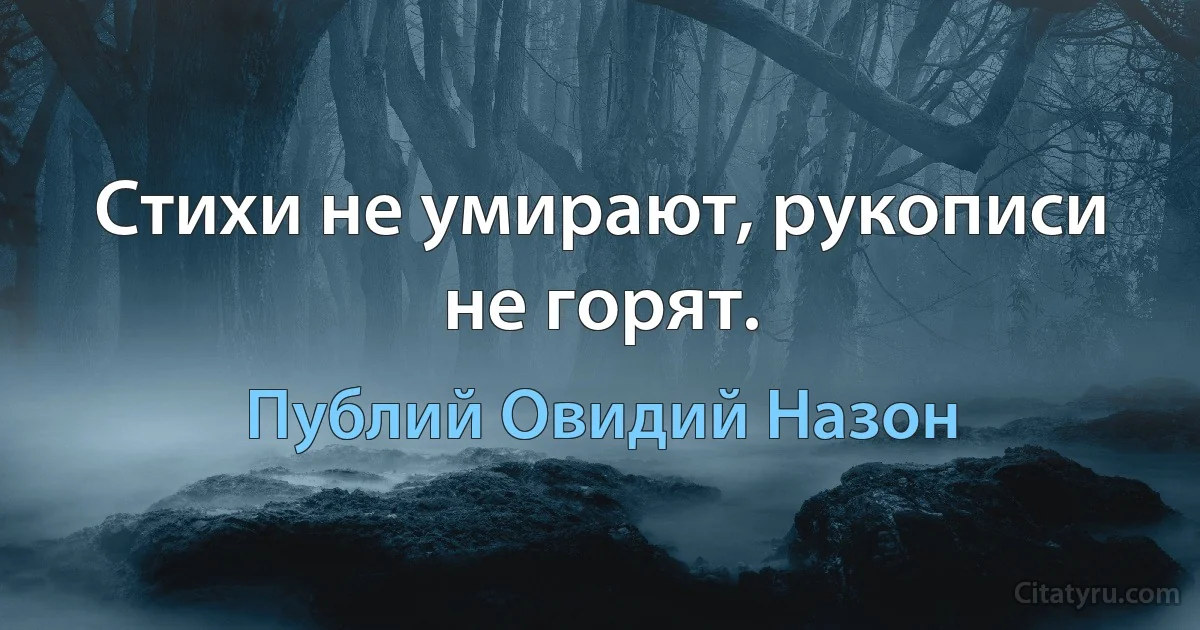 Стихи не умирают, рукописи не горят. (Публий Овидий Назон)