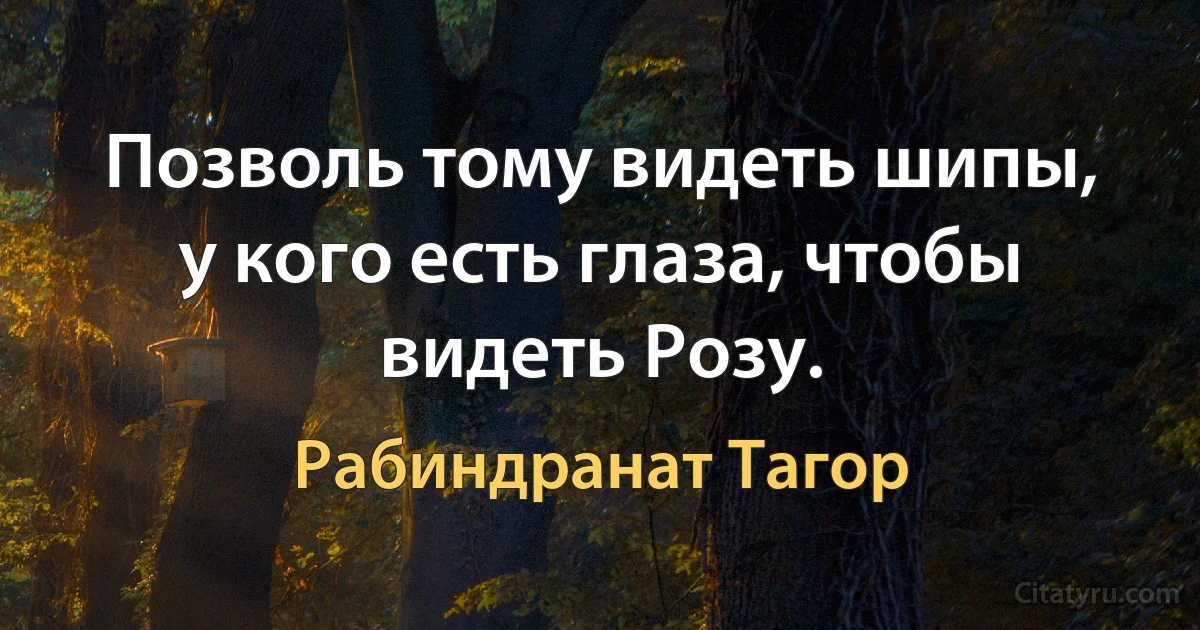 Позволь тому видеть шипы, у кого есть глаза, чтобы видеть Розу. (Рабиндранат Тагор)