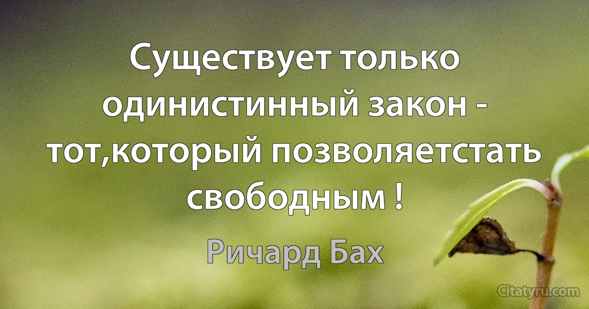 Существует только одинистинный закон - тот,который позволяетстать свободным ! (Ричард Бах)