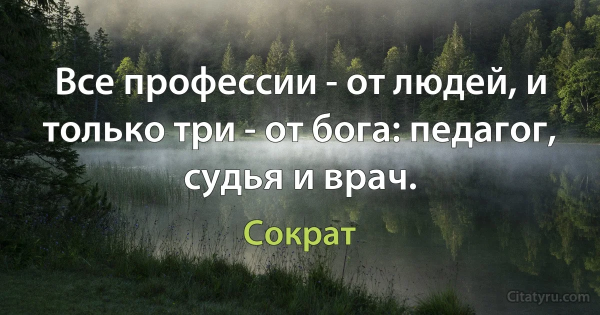 Все профессии - от людей, и только три - от бога: педагог, судья и врач. (Сократ)