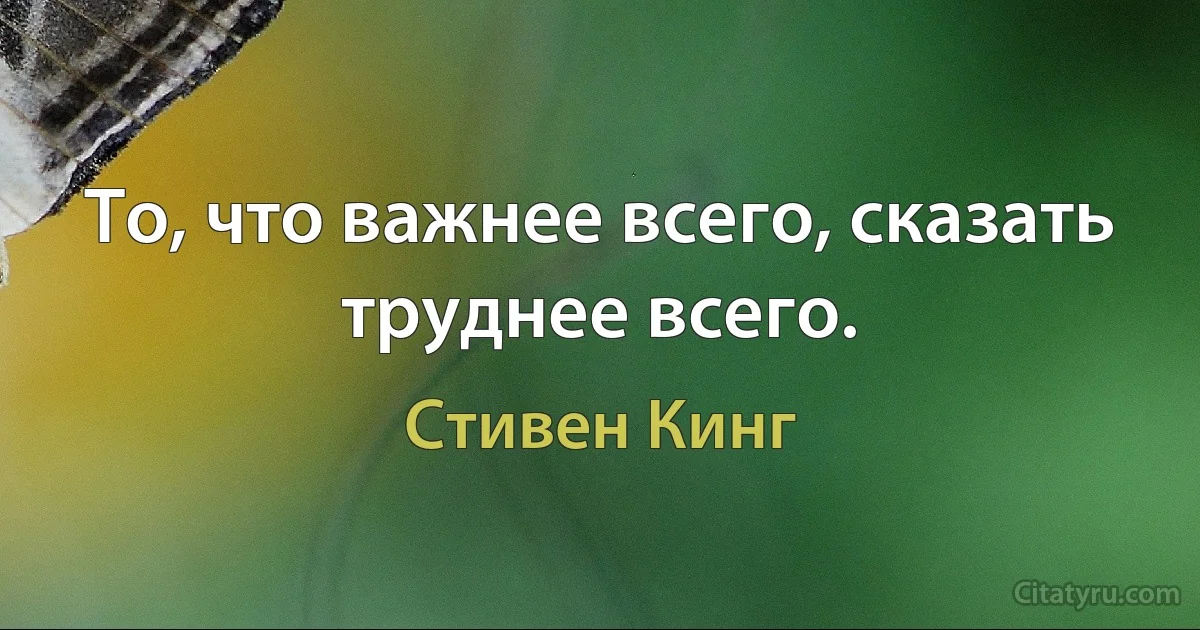 То, что важнее всего, сказать труднее всего. (Стивен Кинг)