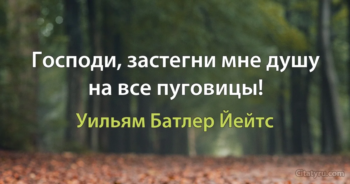 Господи, застегни мне душу на все пуговицы! (Уильям Батлер Йейтс)