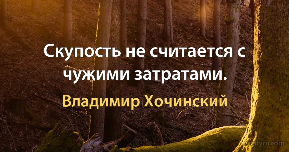 Скупость не считается с чужими затратами. (Владимир Хочинский)