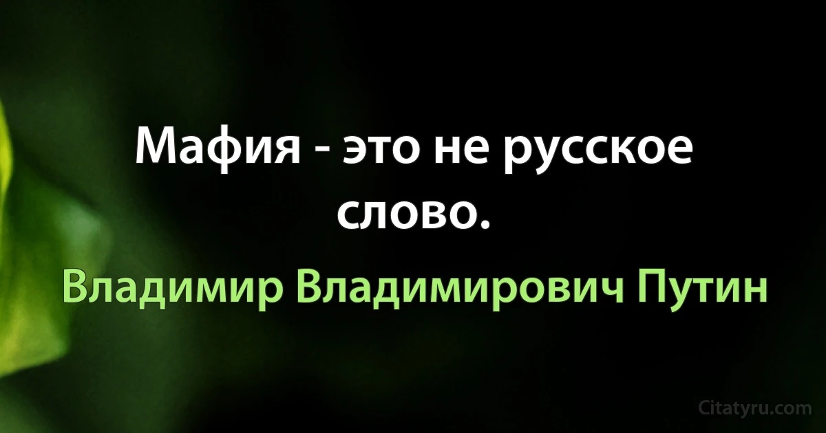 Мафия - это не русское слово. (Владимир Владимирович Путин)