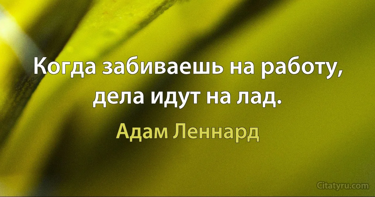 Когда забиваешь на работу, дела идут на лад. (Адам Леннард)