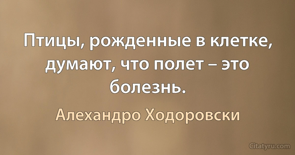 Птицы, рожденные в клетке, думают, что полет – это болезнь. (Алехандро Ходоровски)