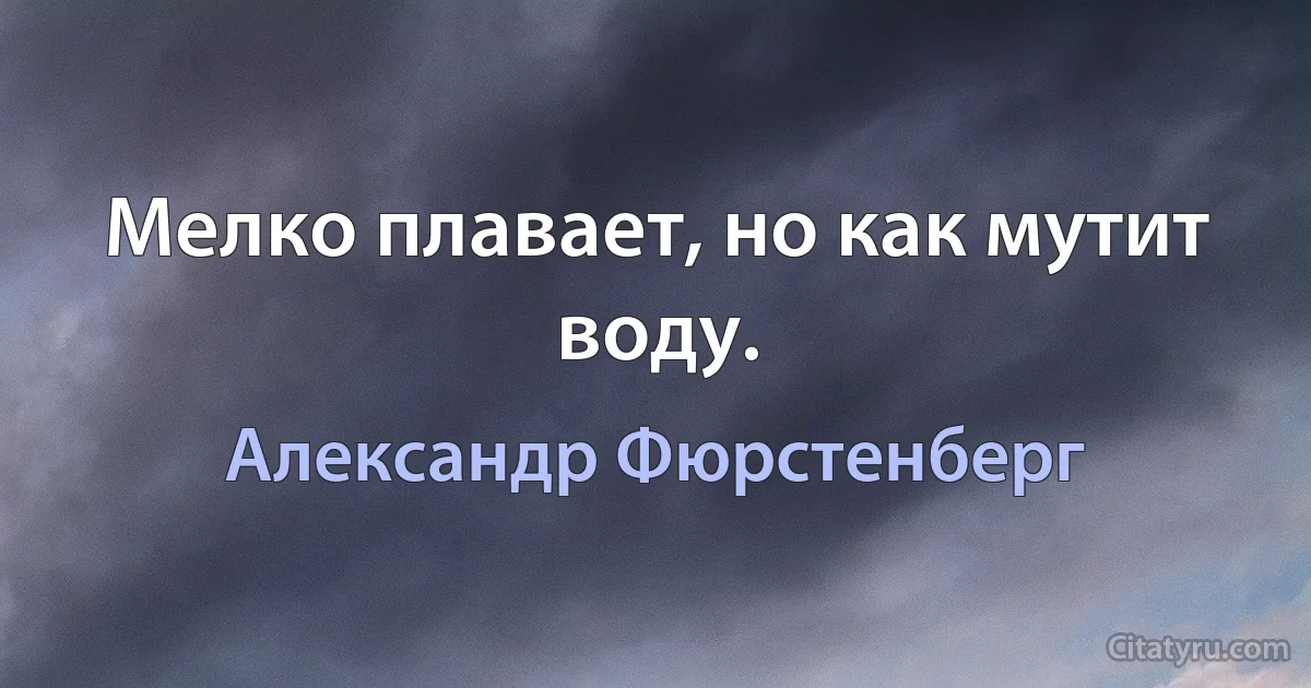 Мелко плавает, но как мутит воду. (Александр Фюрстенберг)