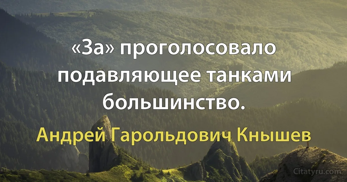 «За» проголосовало подавляющее танками большинство. (Андрей Гарольдович Кнышев)