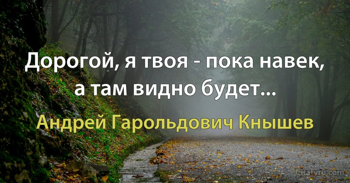 Дорогой, я твоя - пока навек, а там видно будет... (Андрей Гарольдович Кнышев)