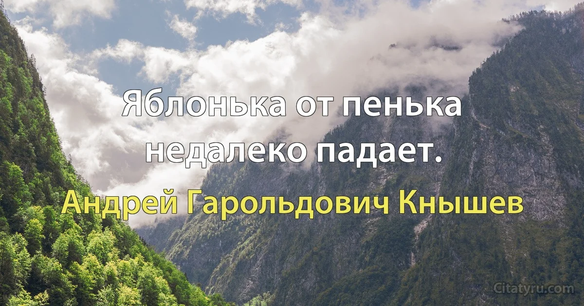 Яблонька от пенька недалеко падает. (Андрей Гарольдович Кнышев)