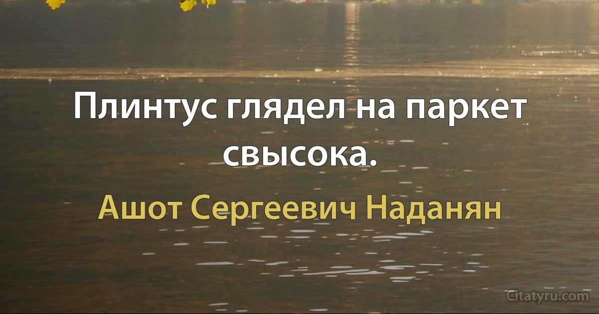 Плинтус глядел на паркет свысока. (Ашот Сергеевич Наданян)