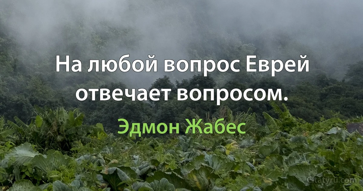 На любой вопрос Еврей отвечает вопросом. (Эдмон Жабес)