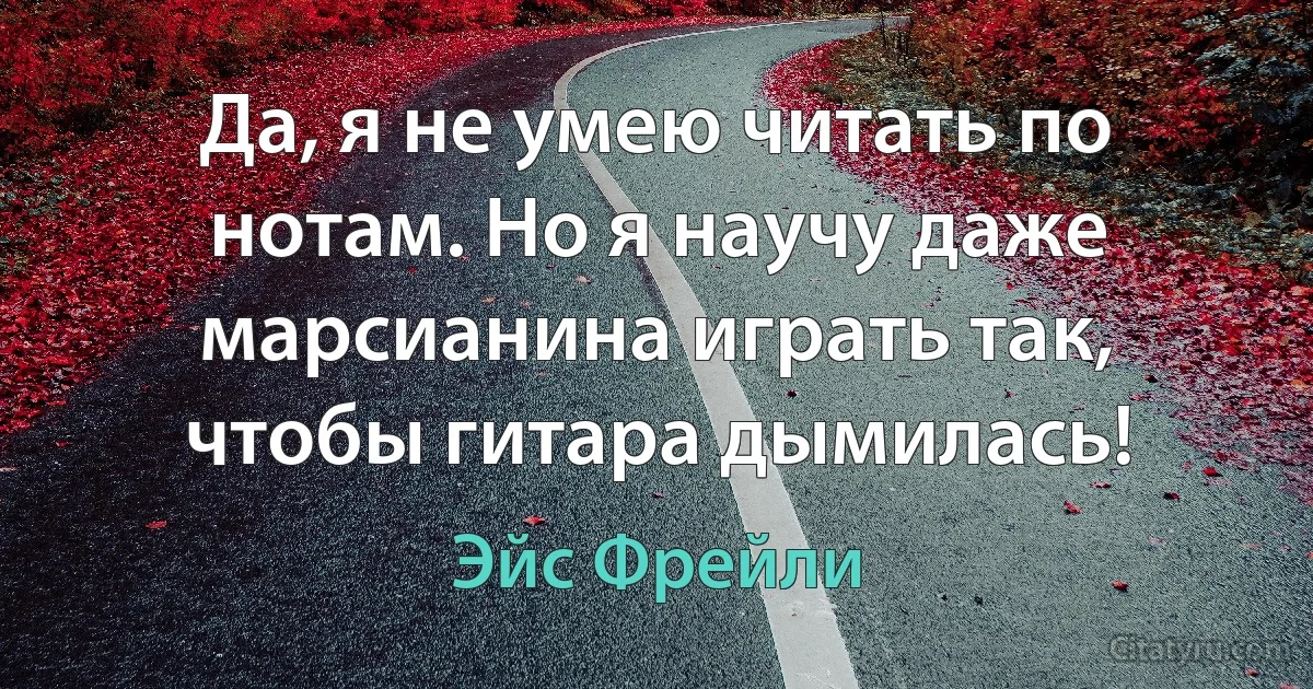 Да, я не умею читать по нотам. Но я научу даже марсианина играть так, чтобы гитара дымилась! (Эйс Фрейли)