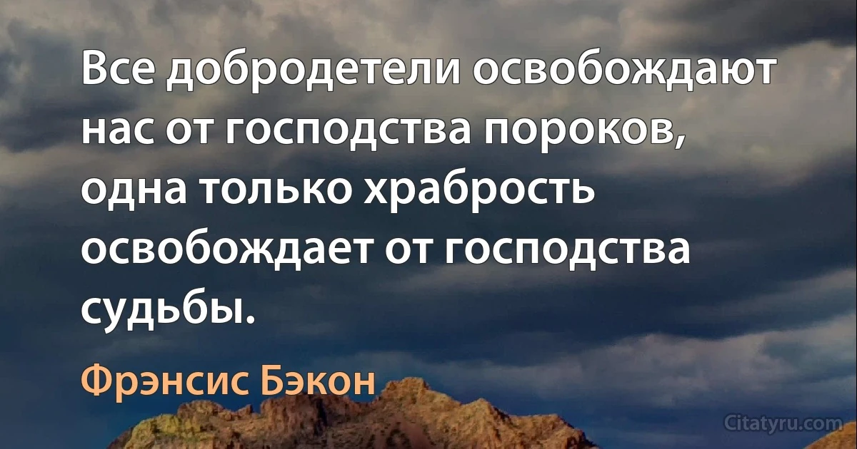 Все добродетели освобождают нас от господства пороков, одна только храбрость освобождает от господства судьбы. (Фрэнсис Бэкон)