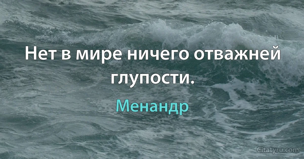 Нет в мире ничего отважней глупости. (Менандр)