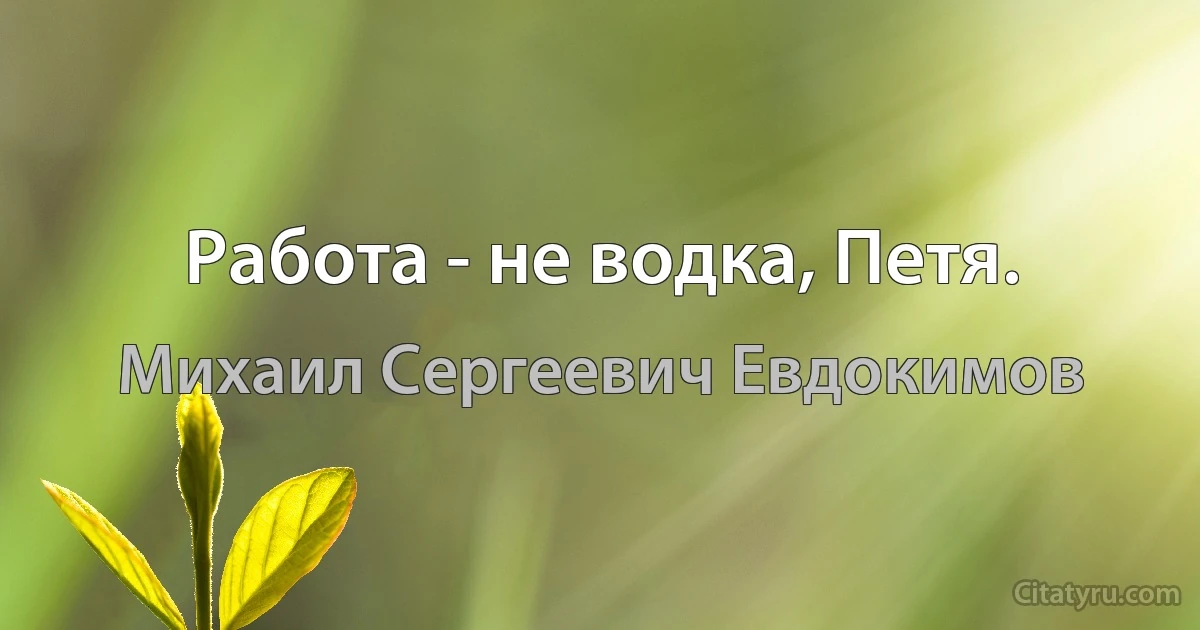 Работа - не водка, Петя. (Михаил Сергеевич Евдокимов)