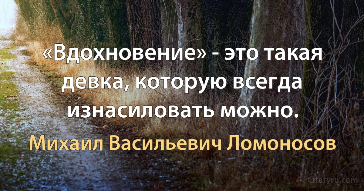 «Вдохновение» - это такая девка, которую всегда изнасиловать можно. (Михаил Васильевич Ломоносов)