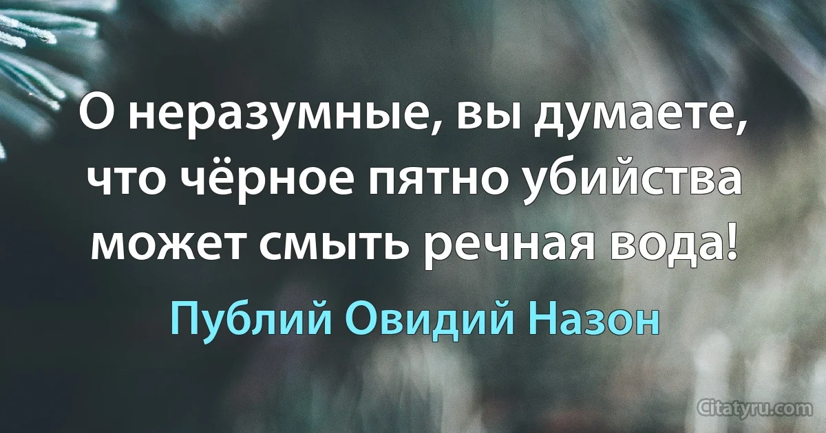 О неразумные, вы думаете, что чёрное пятно убийства может смыть речная вода! (Публий Овидий Назон)