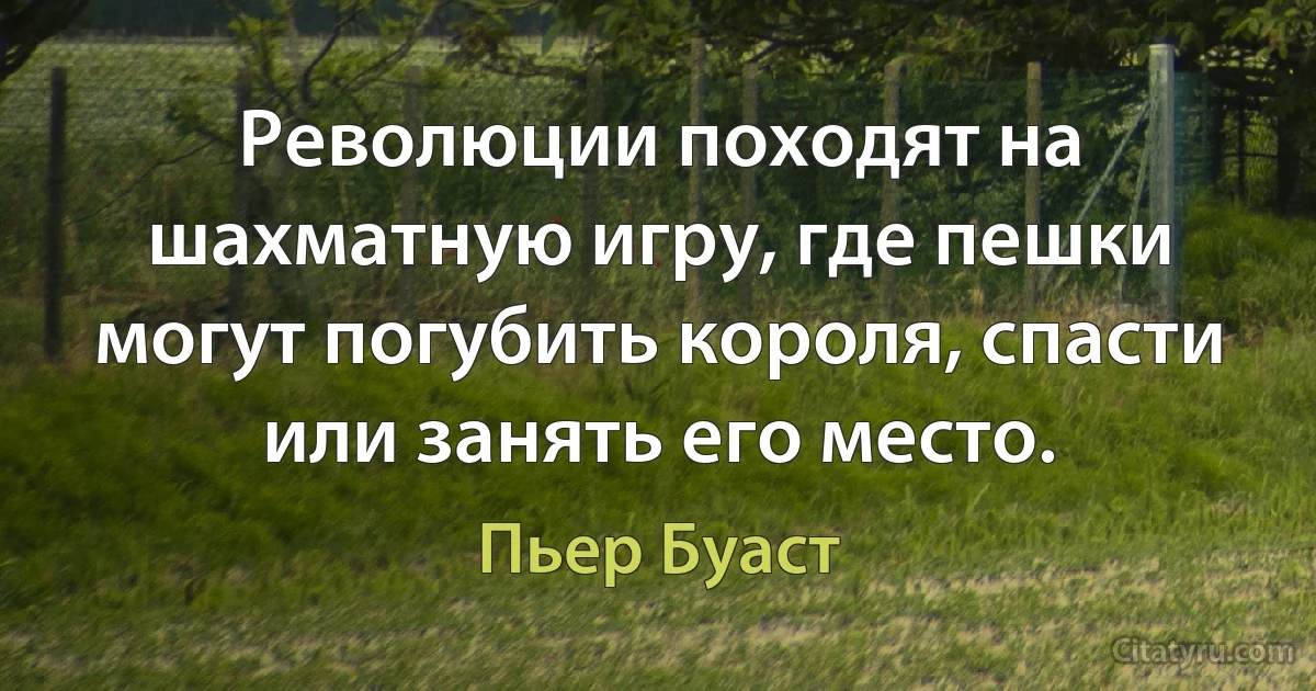 Революции походят на шахматную игру, где пешки могут погубить короля, спасти или занять его место. (Пьер Буаст)