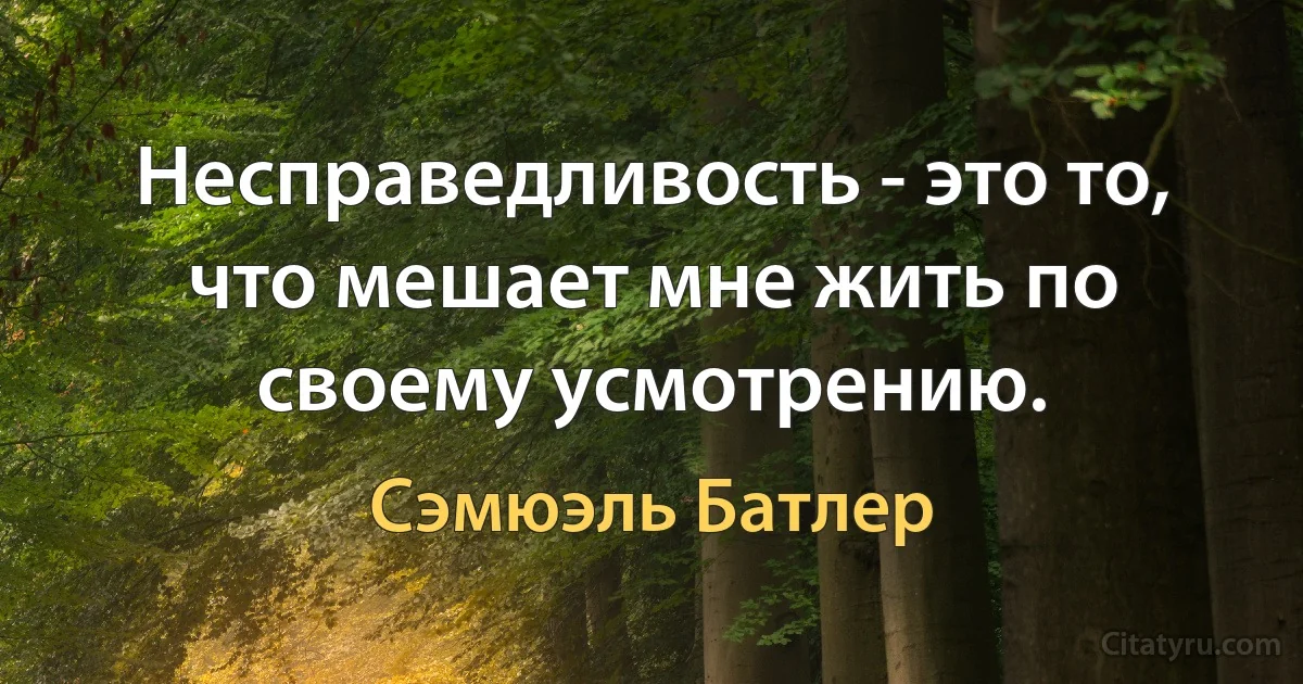 Несправедливость - это то, что мешает мне жить по своему усмотрению. (Сэмюэль Батлер)