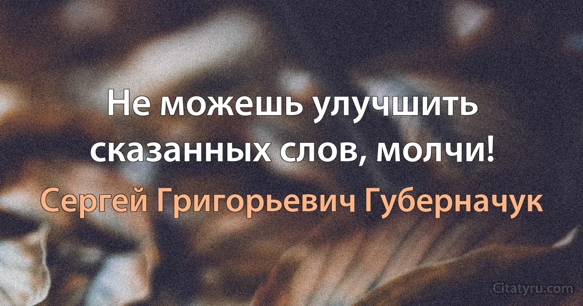 Не можешь улучшить сказанных слов, молчи! (Сергей Григорьевич Губерначук)