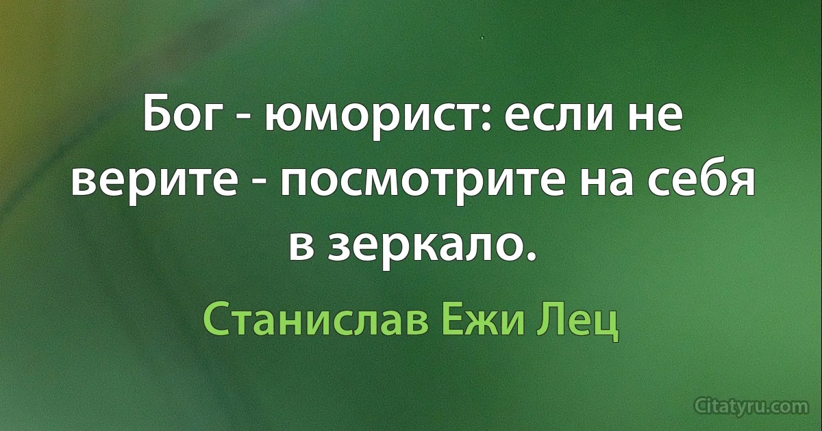 Бог - юморист: если не верите - посмотрите на себя в зеркало. (Станислав Ежи Лец)