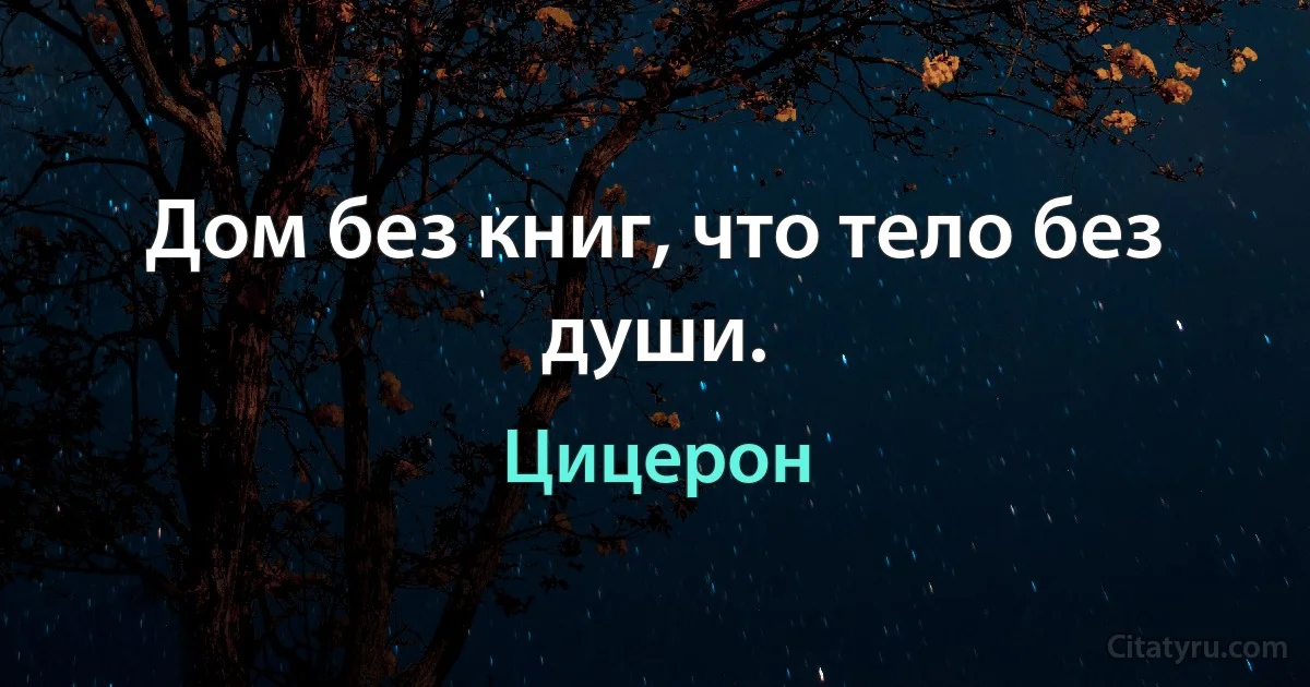 Дом без книг, что тело без души. (Цицерон)