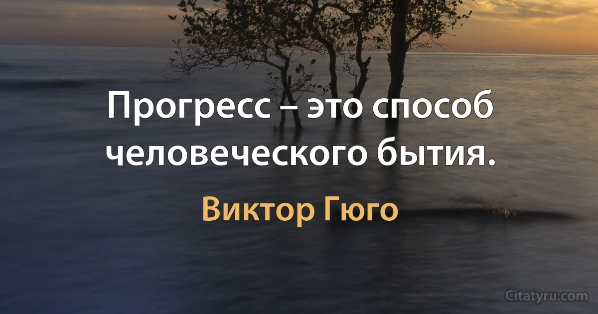 Прогресс – это способ человеческого бытия. (Виктор Гюго)