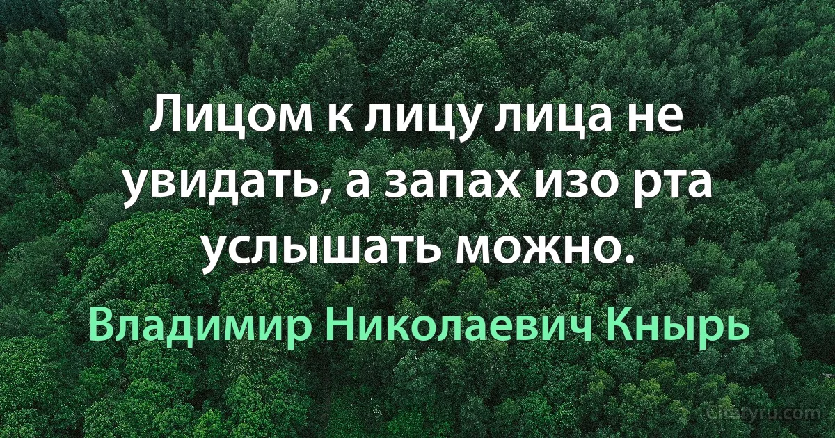 Лицом к лицу лица не увидать, а запах изо рта услышать можно. (Владимир Николаевич Кнырь)