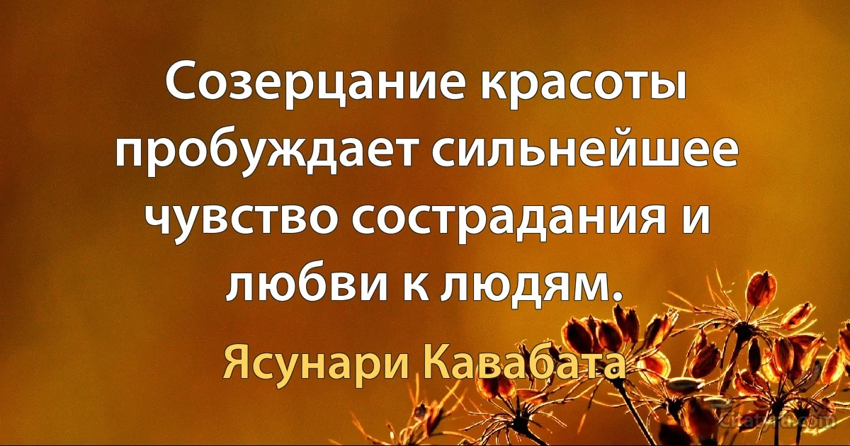 Созерцание красоты пробуждает сильнейшее чувство сострадания и любви к людям. (Ясунари Кавабата)